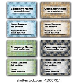 Set of Hand-drawn Doodle Vector Business Card. Six Abstract Visiting Cards.