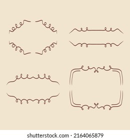 Set of hand-drawn doodle vector frames, decorative frame, element for design template, place for text. Floral border. Lace decor for birthday and greeting card, wedding invitation.