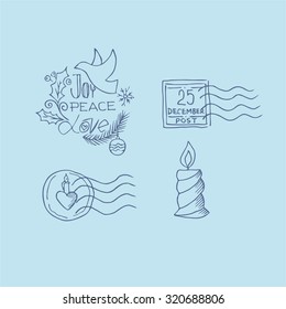 A set of hand-drawn elements Christmas