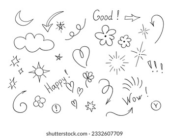 A set of hand-drawn elements for conceptual design - arrows and icons