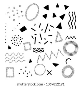 A set of hand-drawn elements for the design of backgrounds and media.