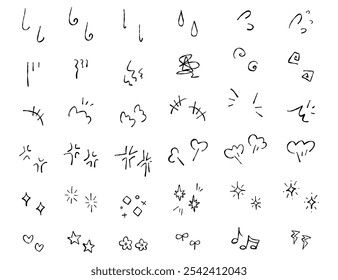 Set of hand-drawn emotional effects, cartoon representation