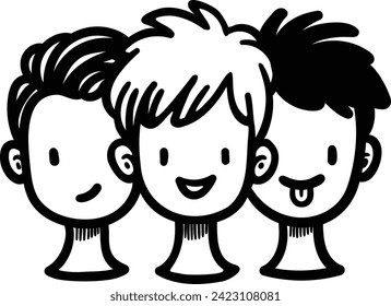 Eine Reihe von handgezeichneten Gesichtern oder Kopf von Jungen Figuren, die verschiedene Emotionen zeigen, perfekt für visuelle Inhalte in Psychologie oder Bildung