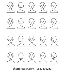 Set of hand-drawn facial expressions