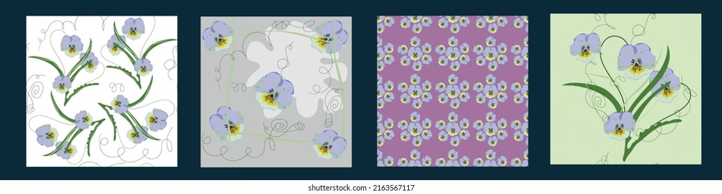 Un conjunto de patrones florales a mano sin soldadura.Diseño vectorial para papel, cubierta, tela, decoración interior y otros usuarios
