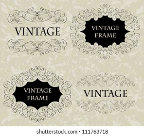 Set of hand-drawn frames on seamless grunge background
