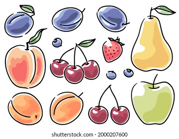 Set of hand-drawn fruits and berries