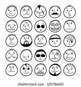 25 Funny Cartoon Faces Vector Men Stock Vector (Royalty Free) 153187799 ...