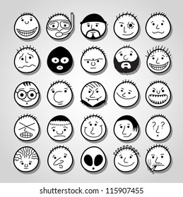 Set Handdrawn Funny Cartoon Faces Stock Vector (Royalty Free) 115907455 ...