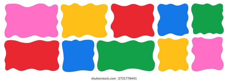 Un conjunto de rectángulos ondulados geométricos dibujados a mano adecuados para Plantillas de texto y tareas creativas.