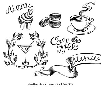 Set of hand-drawn graphic design elements