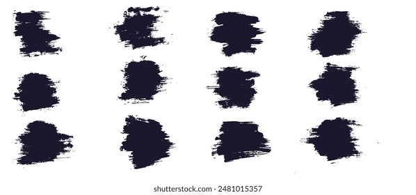 Set of hand-drawn grunge texture paint brush stroke background line