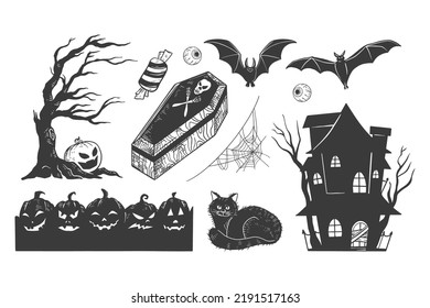 Set of Handdrawn Halloween Illustration