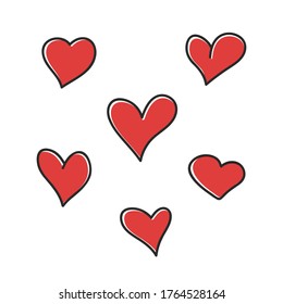 
Set of hand-drawn heart sign icons