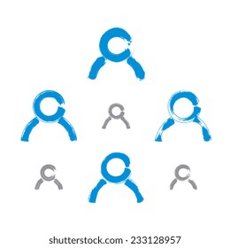 Set of hand-drawn human icons, collection of brush drawing avatars, hand-painted human icon isolated on white background, human resources.