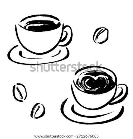A set of hand-drawn illustrations of coffee beans, cappuccino, and more.