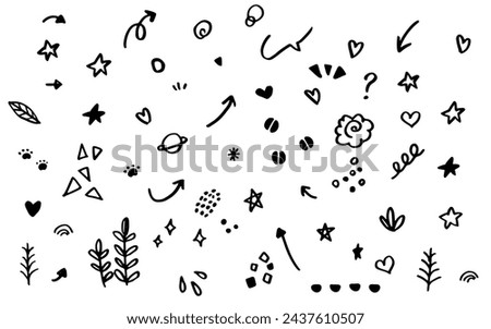 Set of hand-drawn illustrations Decoration Icons Ascribe Materials