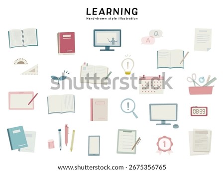 A set of hand-drawn illustrations related to learning.