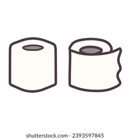 Set handgezeichnete Illustrationen von einfach deformiertem Toilettenpapier