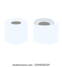Set of hand-drawn illustrations of simply deformed toilet paper