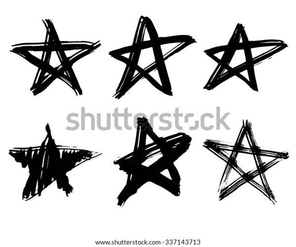 Set Handdrawn Ink Stars Vector Illustration 스톡 벡터(로열티 프리) 337143713 ...