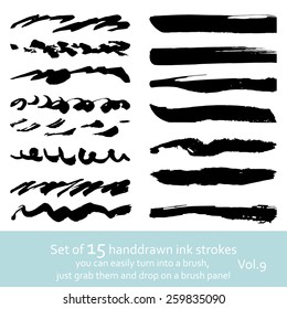 Set of handdrawn ink strokes