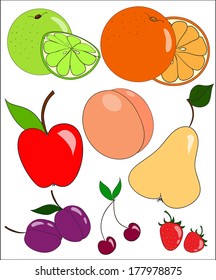 Set of hand-drawn juicy fruit