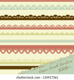 Set of hand-drawn Lace Paper Punch Borders