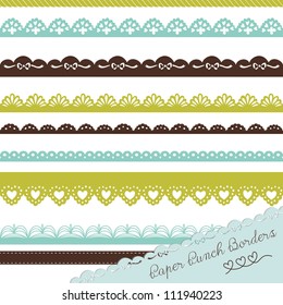 Set of hand-drawn Lace Paper Punch Borders