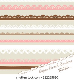 Set of hand-drawn Lace Paper Punch Borders