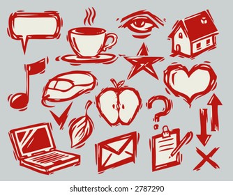 set of hand-drawn life icons