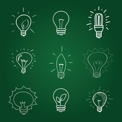 Set of Hand-drawn light bulbs