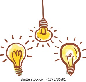 Set of Hand-drawn light bulbs, symbol of ideas