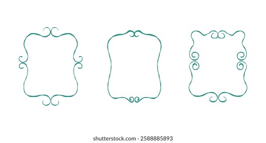 Set of hand-drawn line frames