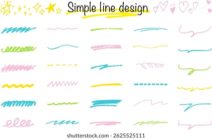 A set of hand-drawn lines. Doodle marker pen. Underline vector material.