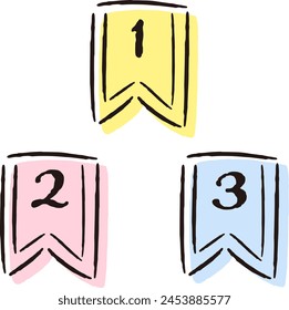 A set of hand-drawn loose and cute ranking parts. Ideal for finishing with a rough and stylish impression. Vector illustration.
