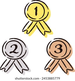 A set of hand-drawn loose and cute ranking parts. Ideal for finishing with a rough and stylish impression. Vector illustration.