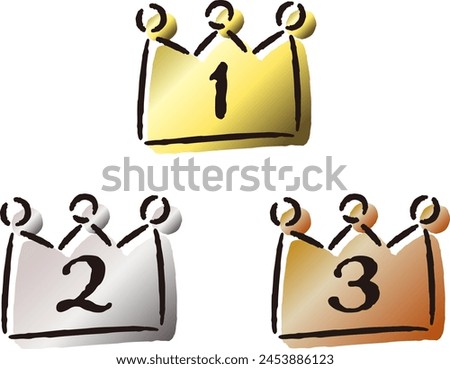 A set of hand-drawn loose and cute ranking parts. Ideal for finishing with a rough and stylish impression. Vector illustration.