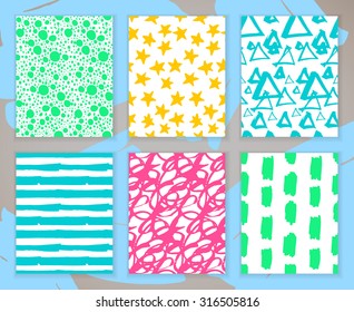 Set of hand-drawn marker doodle patterns. Vector colorful sketch background collection. Invitation card.