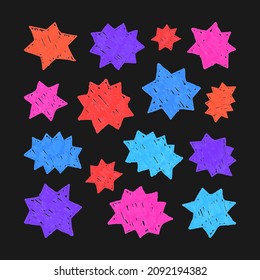 Set of handdrawn marker speech bubbles star frame. design elements background