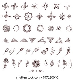 set of hand-drawn  Mehndi designs