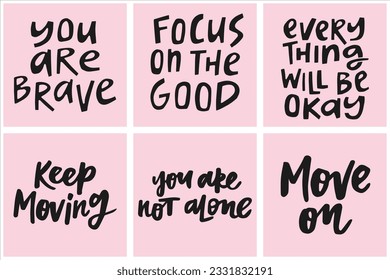 Set of hand-drawn motivational quotes. 