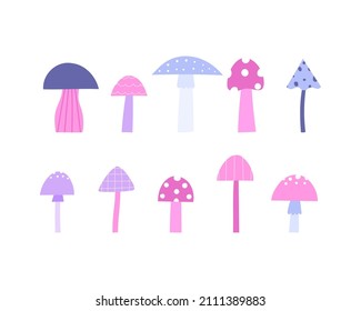 Set of hand-drawn mushrooms vector illustrations