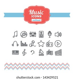 Set of hand-drawn music icons