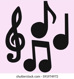 Set of Hand-drawn music notes vector silhouette isolated