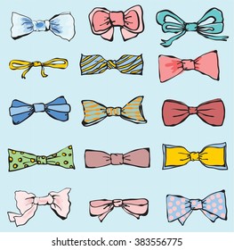 Set of hand-drawn neckties