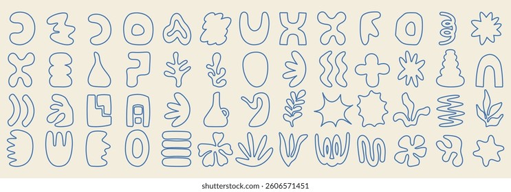 A set of hand-drawn organic naive shapes. Trendy contemporary abstract figures. Vector illustration.