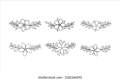 Set of Hand-drawn Ornament flower Arrangement