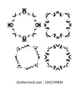Set of hand-drawn ornamental frames for design. vector black and white illustration