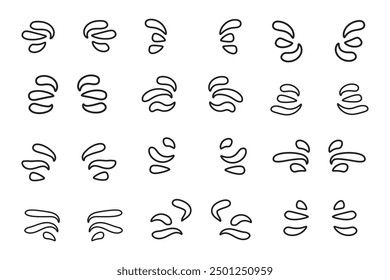 
set of hand-drawn outline Ray Burst Accent Flourish, doodle swashes text elements word emphasis brush stroke, important characters text highlighters accents marks Decorative element 

